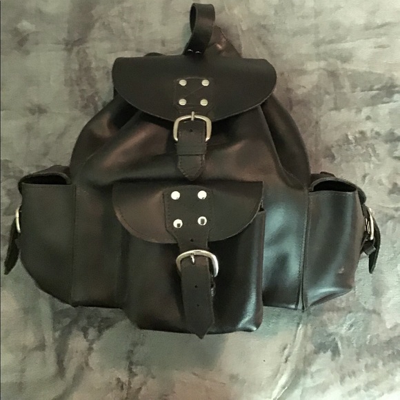 Handmade Leather Rucksack with Suede Lining and Silver Hardware